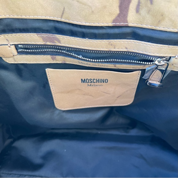 Moschino Leather Recycle Drawstring Bag Tote With Shoulder Strap - Picture 12 of 14